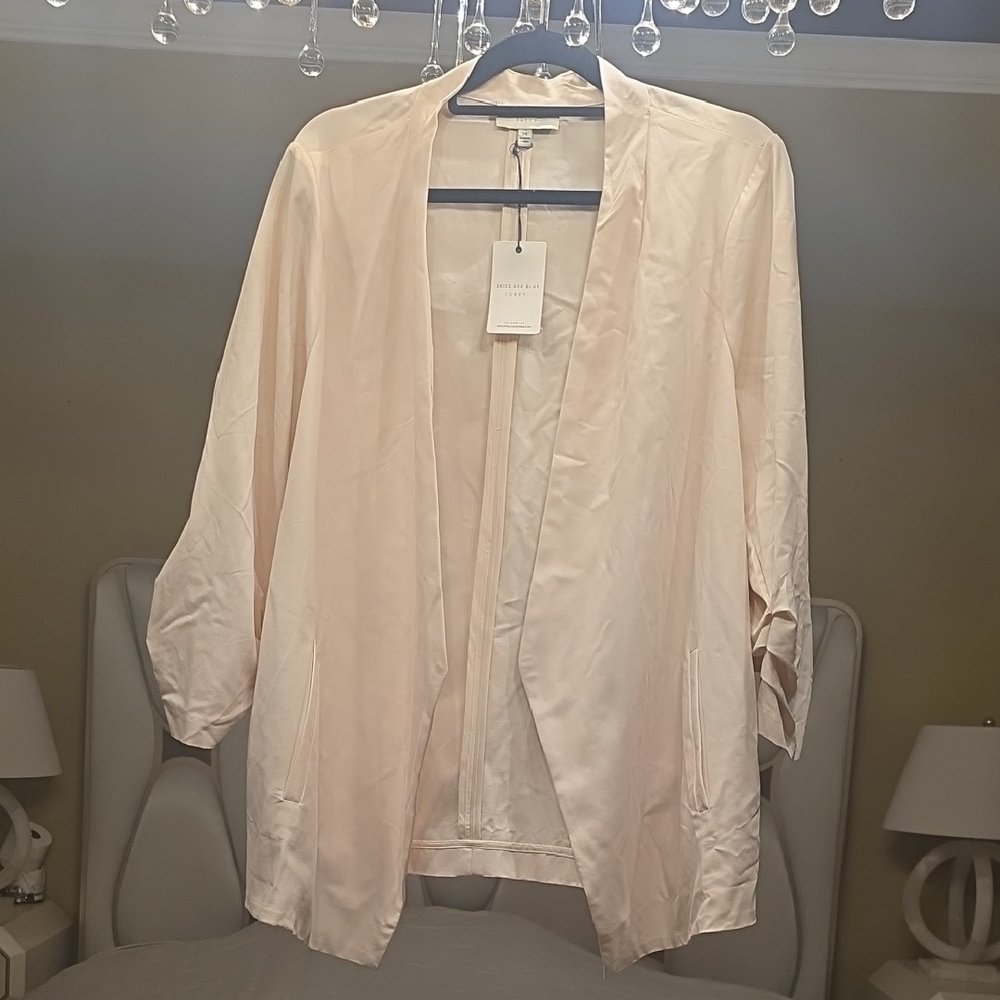Skies Are Blue Cream Color Open-Front Draped Blazer Size 2X